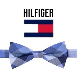 TOMMY HILFIGER Blue Buffalo Tartan Self-Tie Silk Bow Tie NWT
